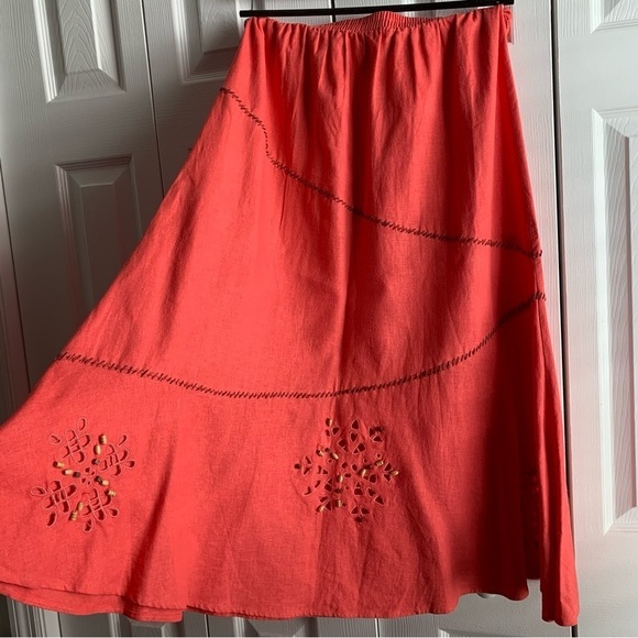 Vintage Napa Valley Coral Linen Blend Skirt - Picture 6 of 12